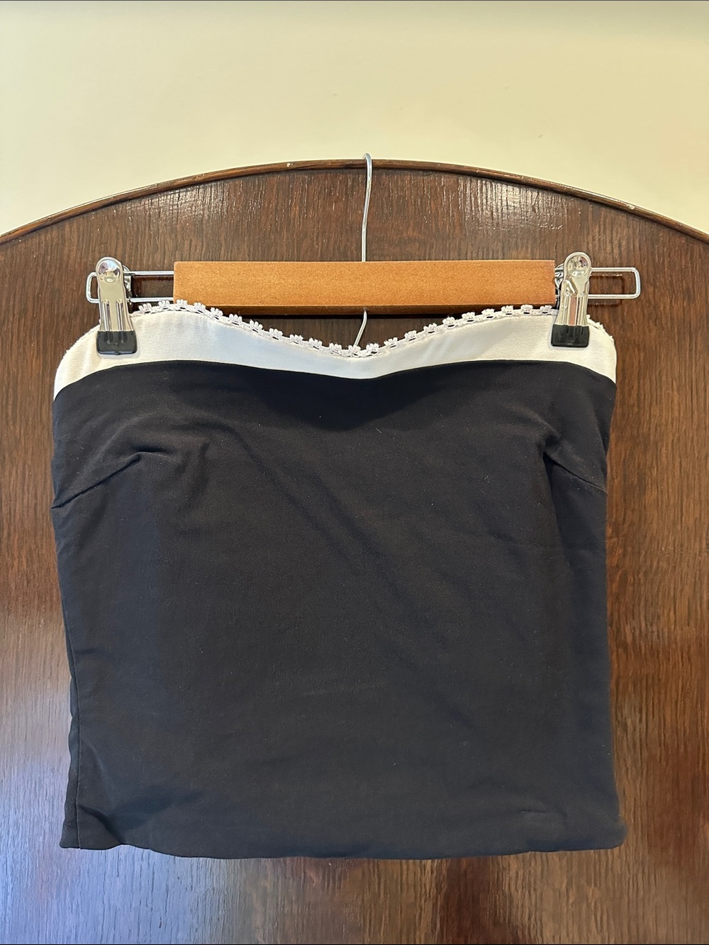 Zara Black Crop Tube Top with White Trim
